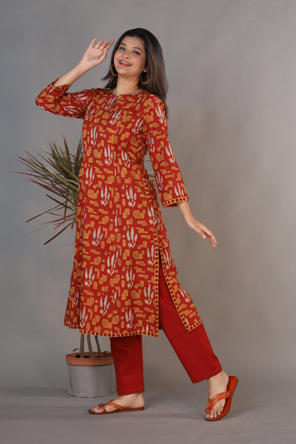 Buy Riara Women's Art Silk Kurti with Pant Regular Straight Suit Polka Dot  Pattern Kurta Set for Ladies (X-Large, Bright Red) Online at Best Prices in  India - JioMart.